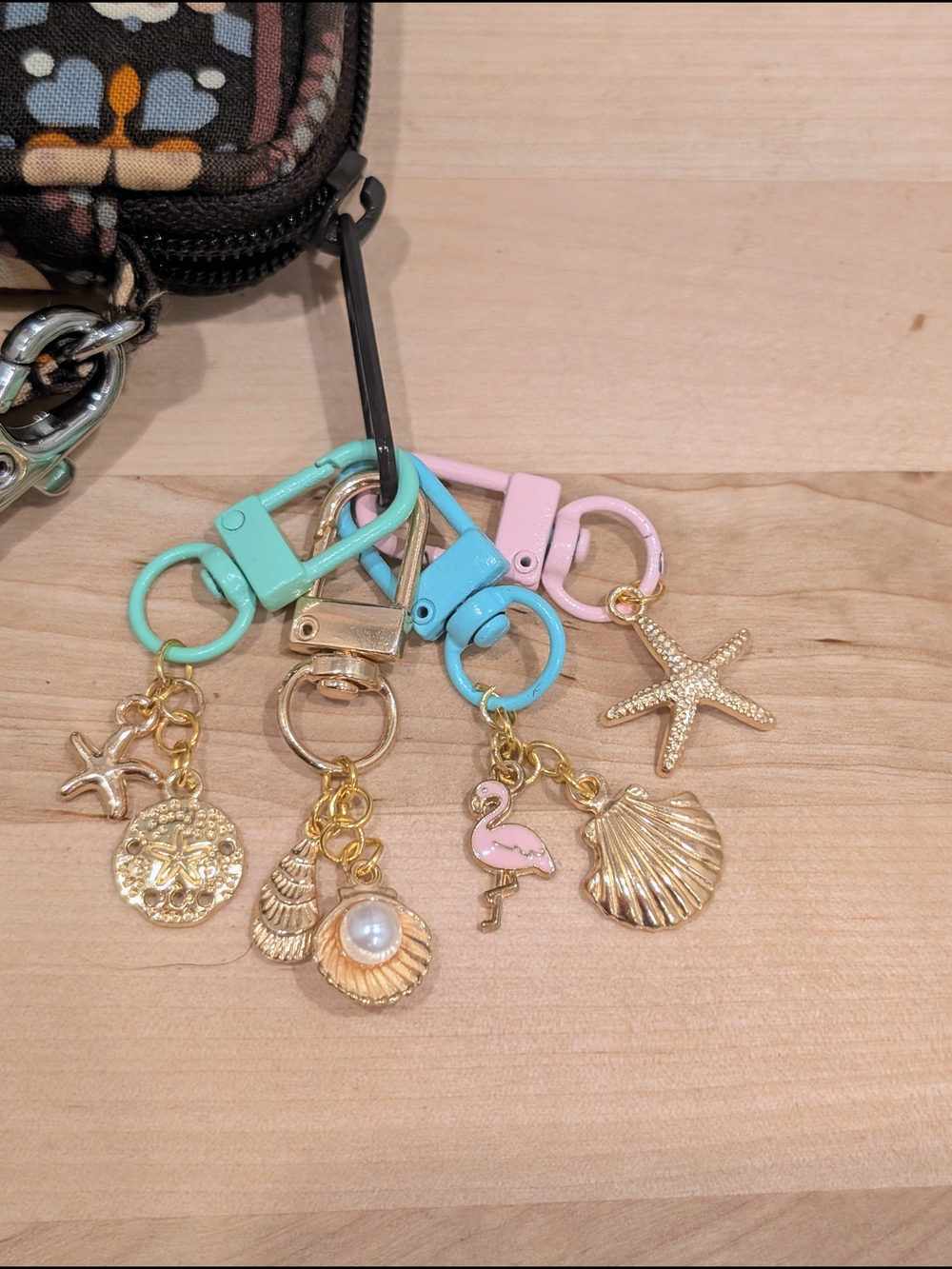 Gold Shell & Pearl Keychain Charm - Picture 3 of 3